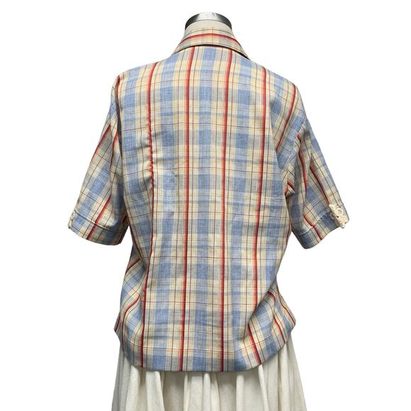 Vintage Upcycled Womens Plaid Embroidered Accent Button Up Shirt - Picture 4 of 5